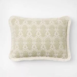 Lumbar Woven Shell Block with Fringe Edge Throw Pillow Natural - Studio McGee